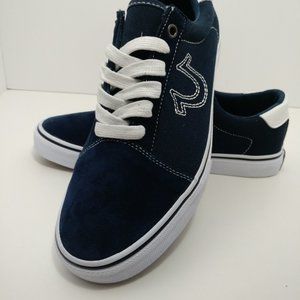 True Religion Nuno Mens Navy Blue Canvas Suede